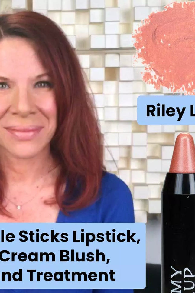 Mommy Makeup - Triple Sticks Lipstick, Cream Blush, and Treatment in Riley Love