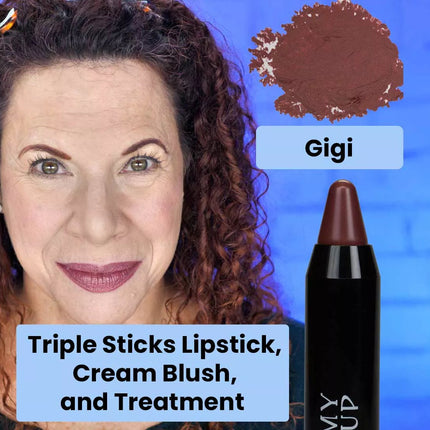 Mommy Makeup - Triple Sticks Lipstick, Cream Blush, and Treatment in Gigi