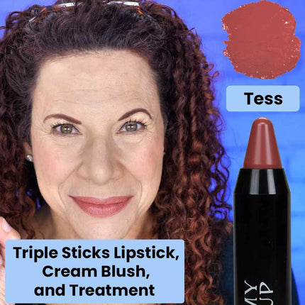 Mommy Makeup - Triple Sticks Lipstick, Cream Blush, and Treatment in Tess