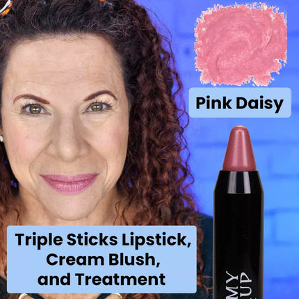 Mommy Makeup - Triple Sticks Lipstick, Cream Blush, and Treatment in Pink Daisy
