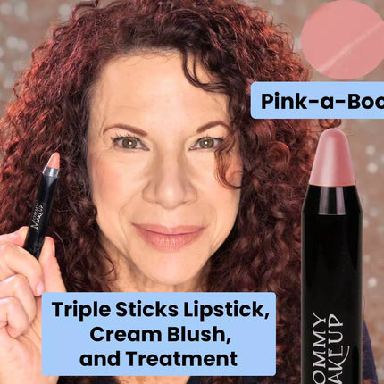 Mommy Makeup - Triple Sticks Lipstick, Cream Blush, and Treatment in Pink-a-boo