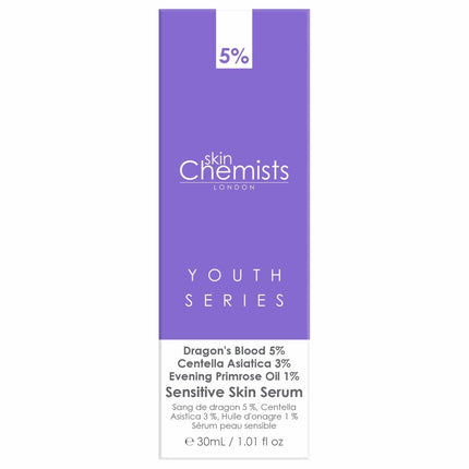 skinChemists US - Sensitive Skin Serum Dragon's Blood 5%, Centella Asistica 3%, Evening Primrose Oil 1% 30ml