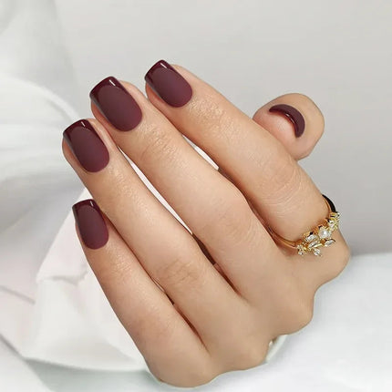 Nail Pop Studio - Plum Velvet Square Nails - Press On Nails | Long Lasting & Reusable
