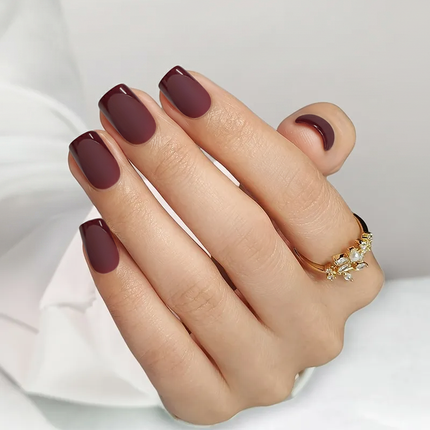 Nail Pop Studio - Plum Velvet Square Nails - Press On Nails | Long Lasting & Reusable