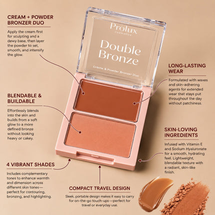 Prolux Cosmetics - Double Bronze - Creme & Powder Bronzer Duo