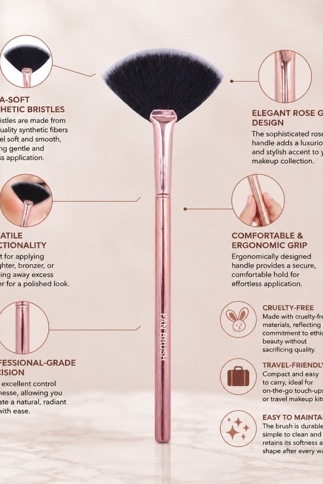 Prolux Cosmetics - Rose Gold Fan Brush