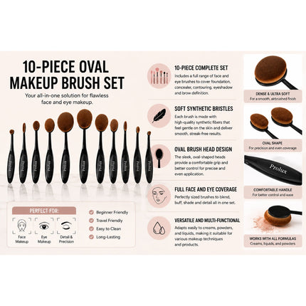 Prolux Cosmetics - Oval Deluxe Brush Set