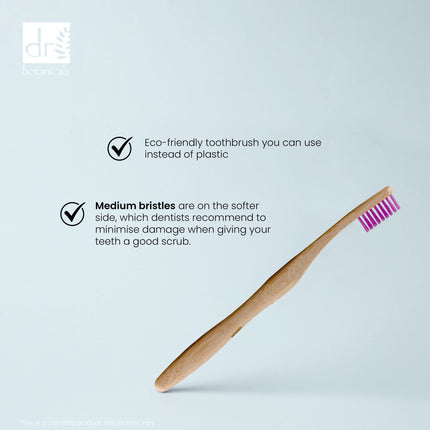 skinChemists US - Dr Botanicals Bamboo Toothbrush Purple Twin Value Savings Pack