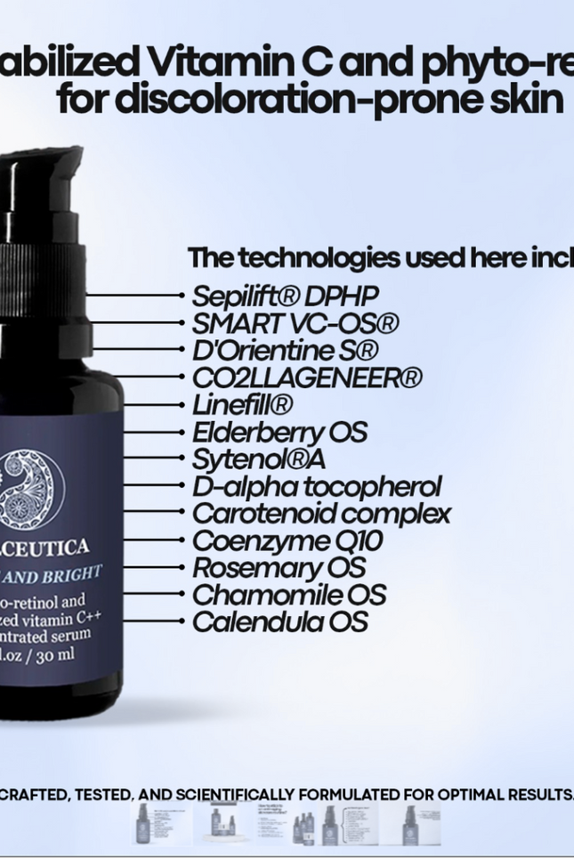 NILCEUTICA - TIGHT AND BRIGHT, an Advanced Gentle Phyto-Retinol and Vitamin C Face Serum, 12 Innovative Technologies, 55% High-Performance Cosmeceuticals