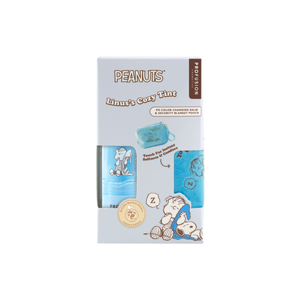 Profusion Cosmetics - Peanuts 75th | Linus’s Cozy Tint PH Color Changing Balm & Security Blanket Pouch