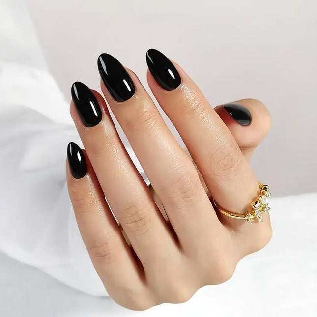 Nail Pop Studio - Black Almond Nails - Press on Nails | Long Lasting & Reusable