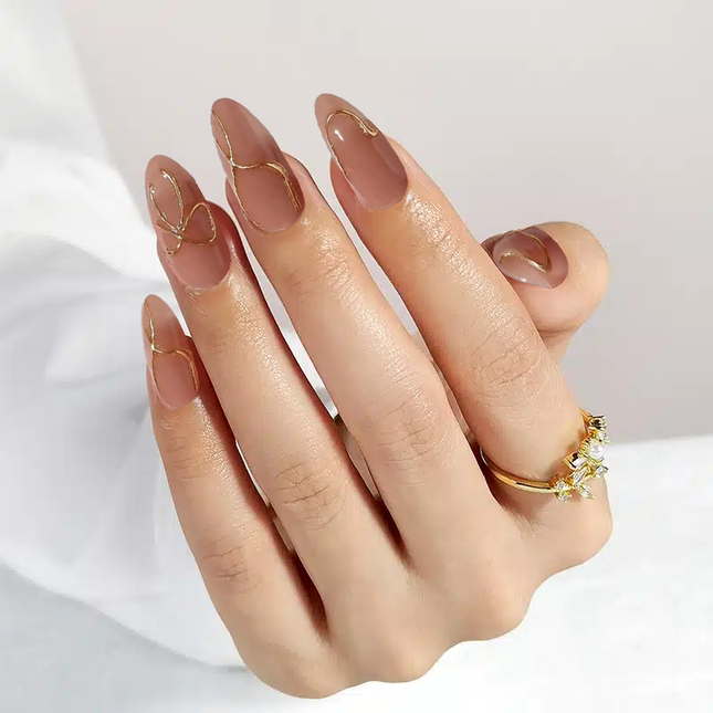 Nail Pop Studio - Radiant Gold Almond Nails - Press On Nails