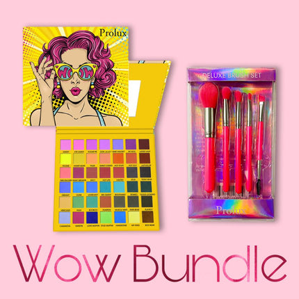 Prolux Cosmetics - Wow Bundle | Eyeshadow Palette & Neon Pink Brush Set