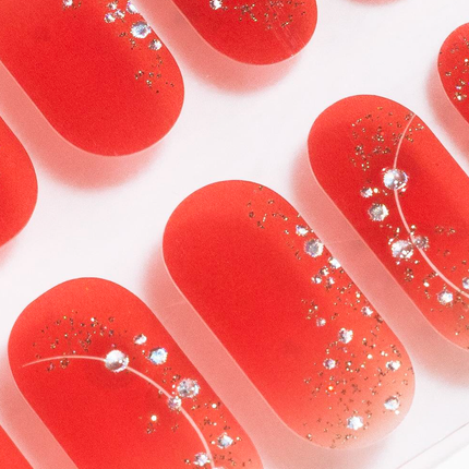 Candied Nails - Red Shimmer Gel Nails