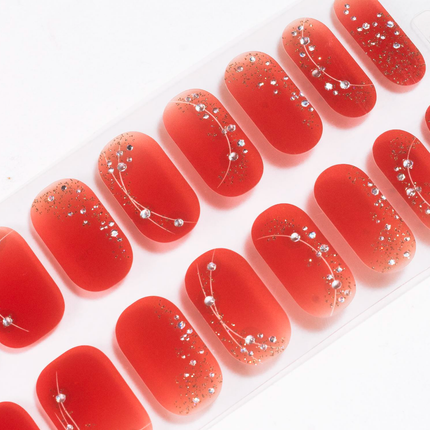 Candied Nails - Red Shimmer Gel Nails