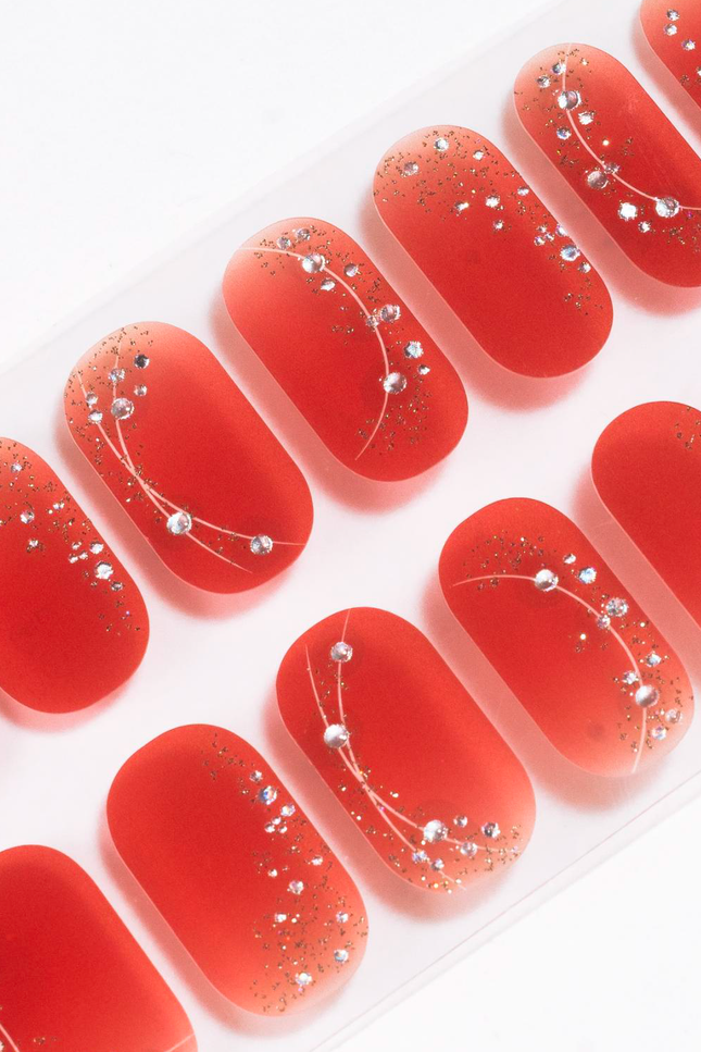 Candied Nails - Red Shimmer Gel Nails
