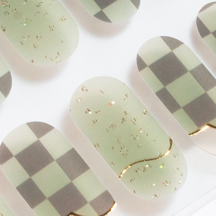 Candied Nails - Green Checker Gel Nails