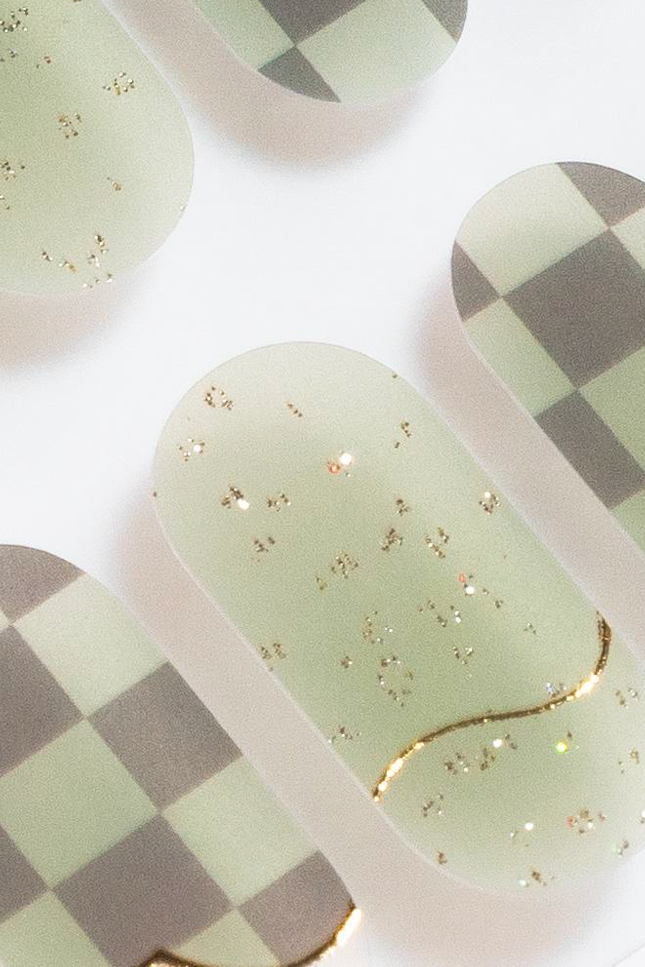 Candied Nails - Green Checker Gel Nails
