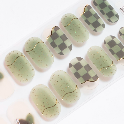 Candied Nails - Green Checker Gel Nails