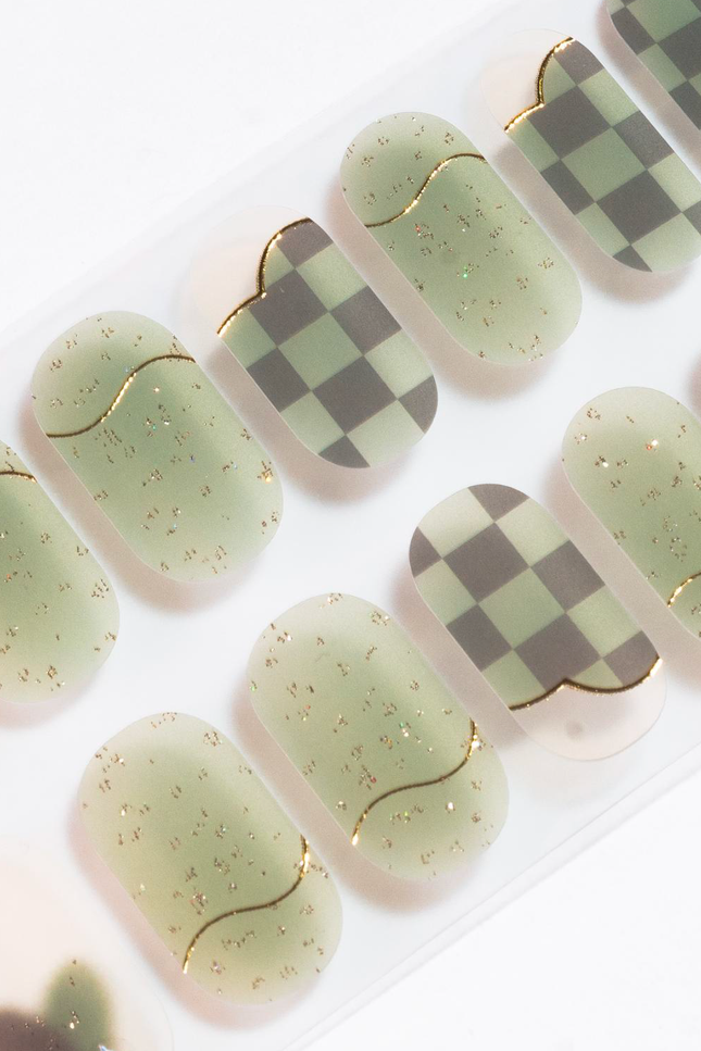 Candied Nails - Green Checker Gel Nails