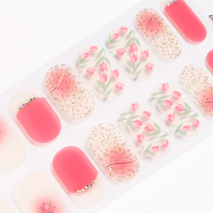 Candied Nails - Pink Tulips Gel Nails