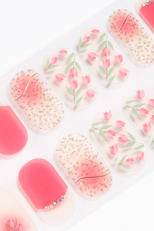 Candied Nails - Pink Tulips Gel Nails