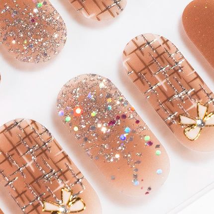 Candied Nails - Bows in Tan Gel Nails