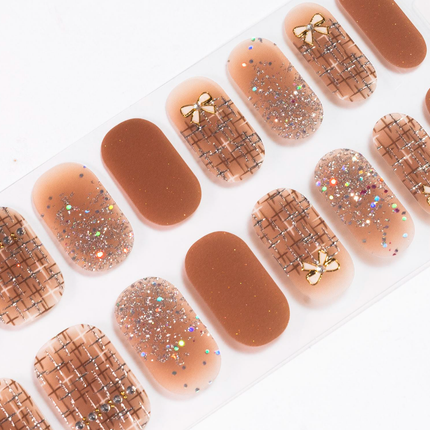 Candied Nails - Bows in Tan Gel Nails