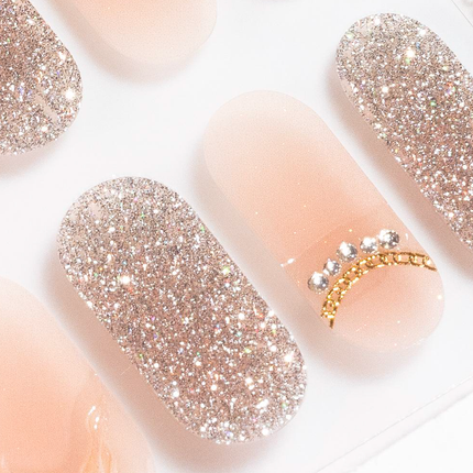 Candied Nails - Nail Sticker - Glitter Peach Gel Nails
