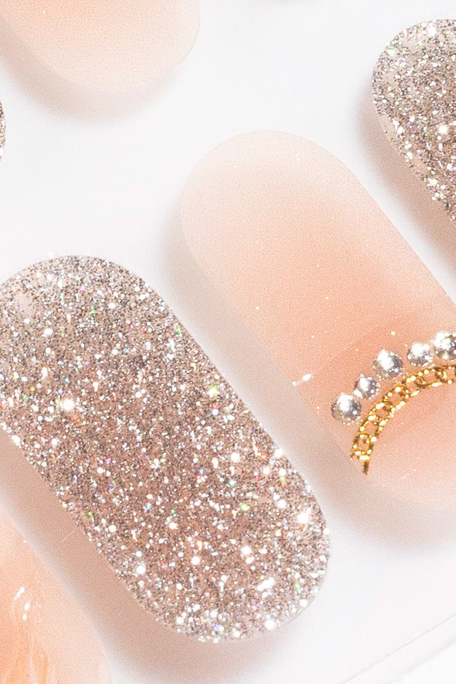 Candied Nails - Nail Sticker - Glitter Peach Gel Nails