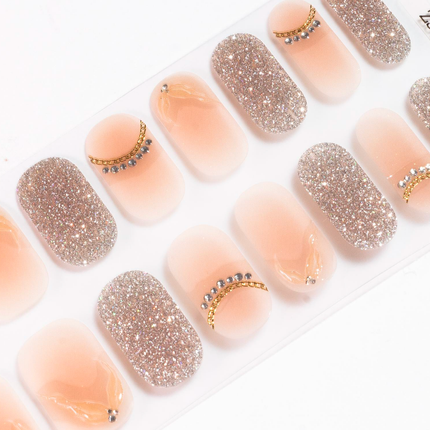 Candied Nails - Nail Sticker - Glitter Peach Gel Nails