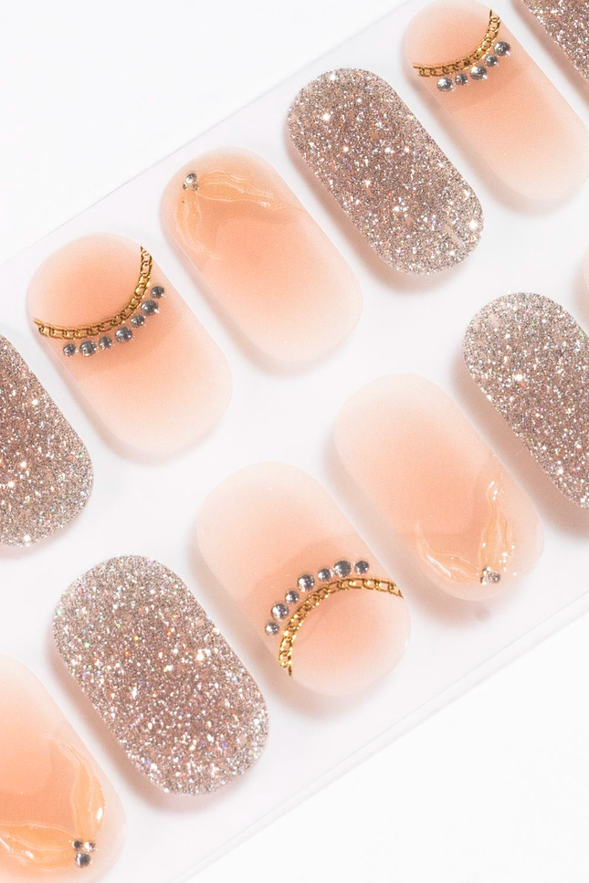 Candied Nails - Nail Sticker - Glitter Peach Gel Nails